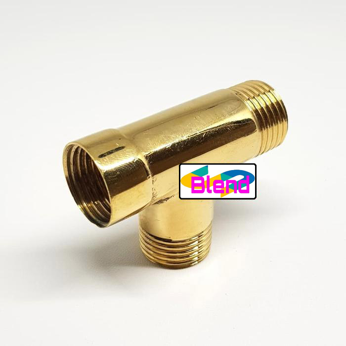 Keni T Shower 1/2" KUNINGAN/Nepel Sambungan Pipa/Air/Kran - A0164