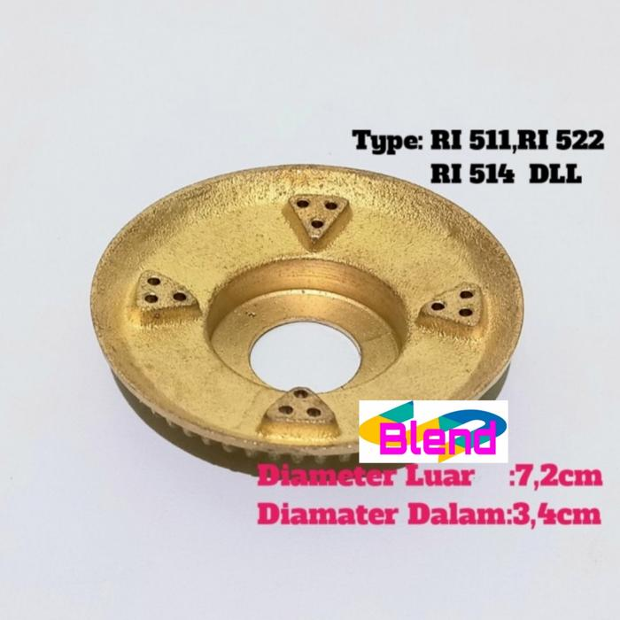 Burner Model Rinnai Kecil TEBAL/Kiri Kompor Gas 522 C/E Tungku Api Kuningan - A0002