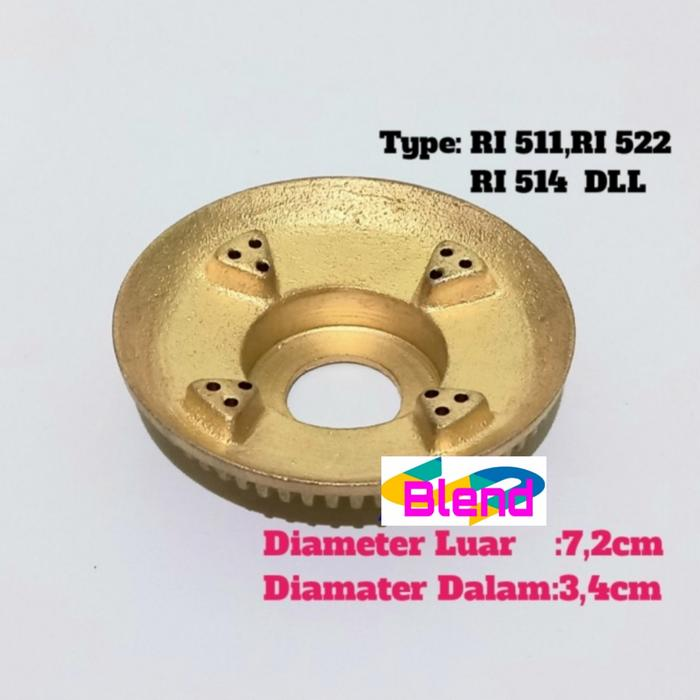 Burner Model Rinnai Kecil SUPER TEBAL/Kiri Kompor Gas 522 C/E Tungku Api Kuningan - A0004