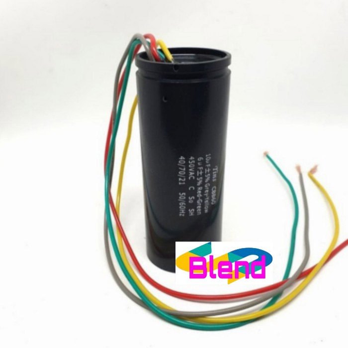 Kapasitor Mesin Cuci 6+10 uf/Capasitor/Capacitor Double 6+10 Mikro - D0126