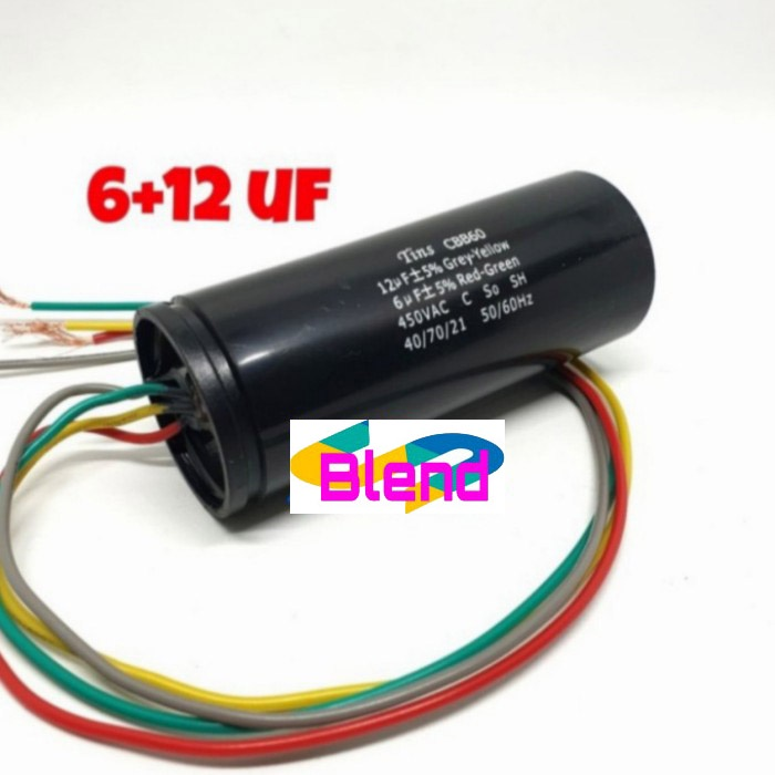 Kapasitor Mesin Cuci 6+12 uf/Capasitor/Capacitor Double 6+12 Mikro - D0127