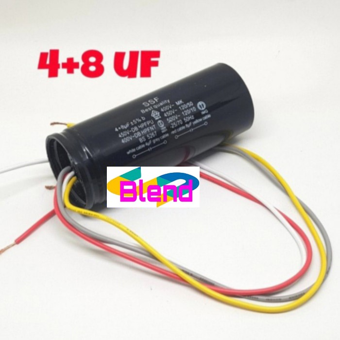 Kapasitor Mesin Cuci 4+8 uf/Capasitor/Capacitor Double 4+8 Mikro - D0120