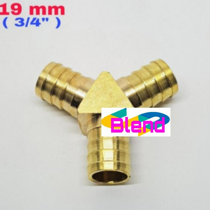 19 mm Nepel Cabang 3-Y 3/4 inch KUNINGAN Sambungan Selang Gas - A0159