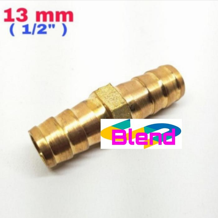 13 mm Cabang Lurus 1/2 inch KUNINGAN Sambungan 2 Selang Gas/Air - A0162