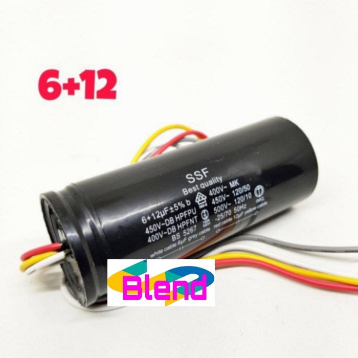 Kapasitor Mesin Cuci 6+12 uf/Capasitor/Capacitor Double 6+12 Mikro - D0127