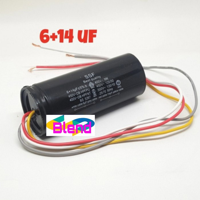 Kapasitor Mesin Cuci 6+14 uf/Capasitor/Capacitor Double 6+14 Mikro - D0128