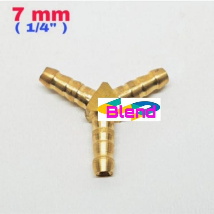 7 mm Nepel Cabang 3-Y 1/4 inch KUNINGAN Sambungan Selang Gas/Kompresor - A0154