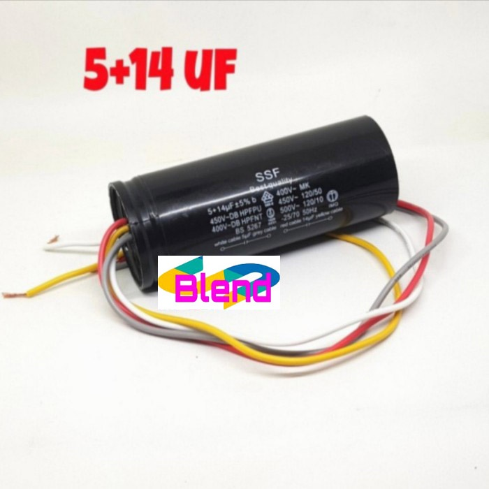Kapasitor Mesin Cuci 5+14 uf/Capasitor/Capacitor Double 5+14 Mikro - D0125