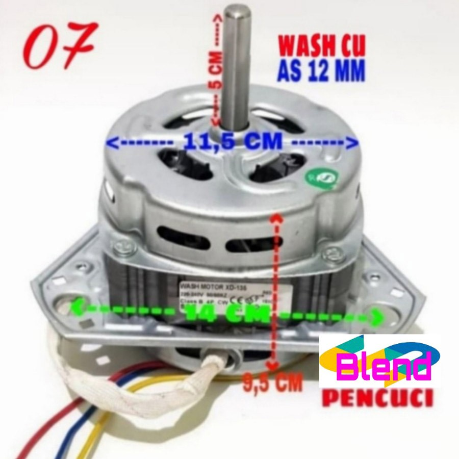 Dinamo No.07 Wash TEMBAGA Umum Kaki 3 As 12mm Mesin Cuci/Motor Pencuci - D0059