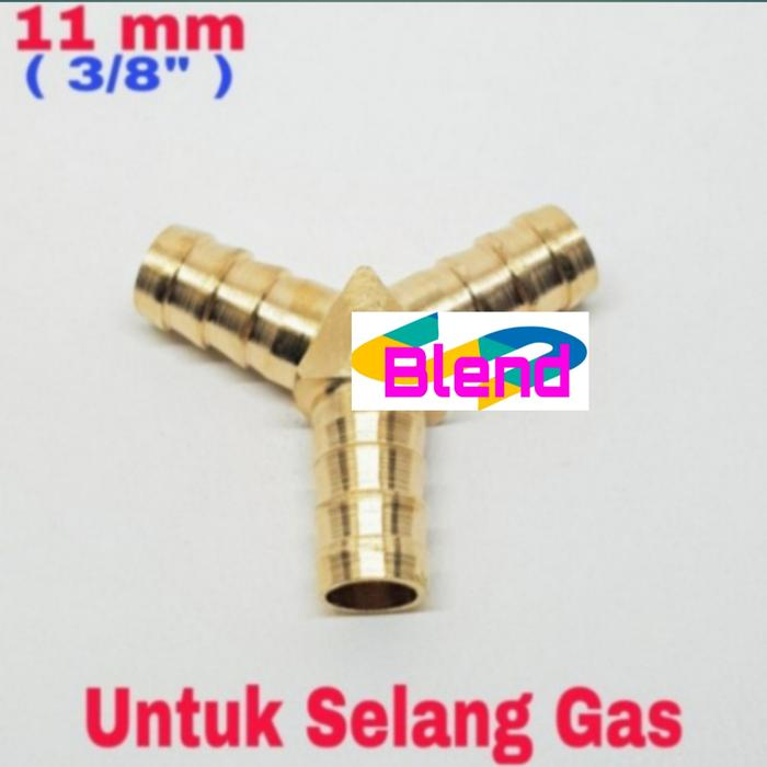11 mm Nepel Cabang 3-Y 3/8 inch KUNINGAN Sambungan Selang Gas/Air - A0156