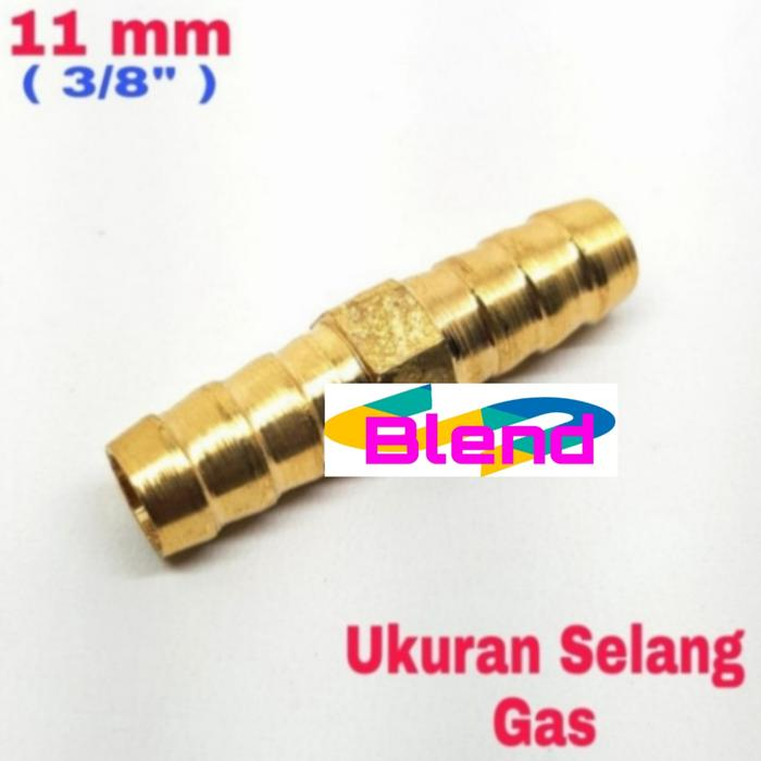 11 mm Cabang Lurus 3/8 inch KUNINGAN Sambungan 2 Selang Gas/Kompresor - A0161
